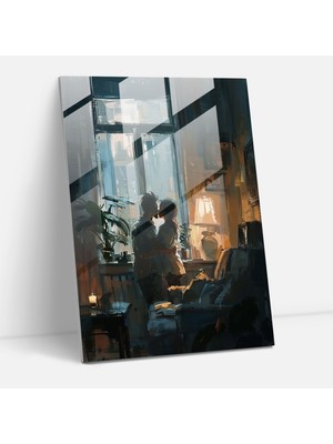Popcasso Johannes Vermeer Cam Tablosu - Duvar Dekorasyonu Için Sanatsal Cam Tablo