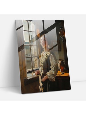 Popcasso Johannes Vermeer Temalı Cam Tablo Modern Sanat ile Ev Dekorasyonu Için