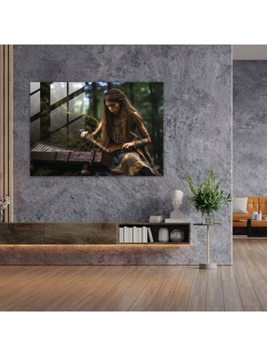 Popcasso Orta Taş Devri Temperli Cam Tablo Melodik Senfoni Teması ile Modern Sanat Için Şık Bir Seçim