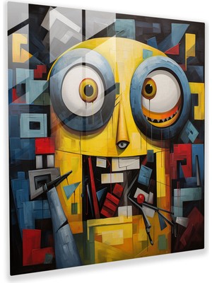 Popcasso Kübist Minyon Cam Tablo - Minyonlar Modern Sanat Duvar Tablosu