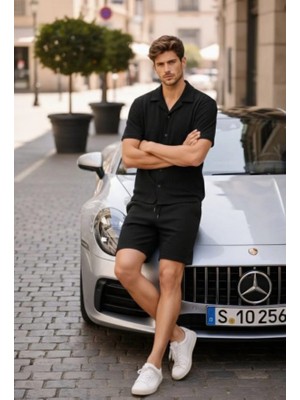 Erkek Kısa Kollu Gömlek Şort Takım Yazlık Ikili Set
