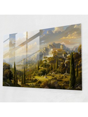 Popcasso Neoklasik Cam Tablo Sanatı: Muhteşem Manzara Cam Duvar Tablosu