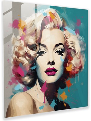 Popcasso Retro Marilyn Monroe Ikonu Cam Tablo - Modern Sanat Tarzında Esinlenmiş Görsel Tasarım