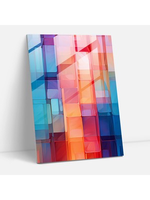 Popcasso Inka Medeniyeti Renkli Soyut Cam Tablo - Mimarisi ile Duvar Dekorasyonu - Maya Temalı Cam Tablo