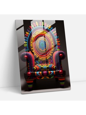 Popcasso Inka Dokuma Cam Tablo - Mayalı Canlı Renkler ile Dekoratif Cam Tablo