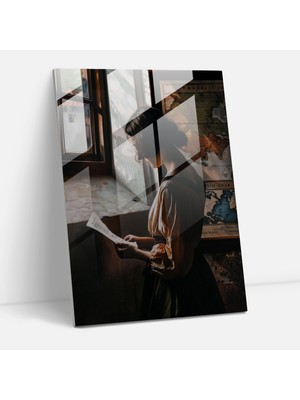 Popcasso Johannes Vermeer Temalı Cam Tablo Duvar Dekorasyonu - Modern Sanat Sıcaklığı