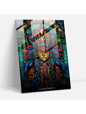 Popcasso Inka Mitolojisi Temperli Cam Tablo - Maya Temalı Duvar Dekoru