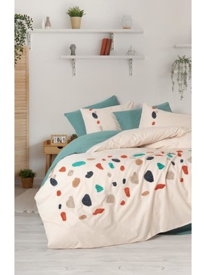 Cotton Box Puff Nakışlı Ranforce Çift Kişilik Nevresim Takımı Gaja Mint