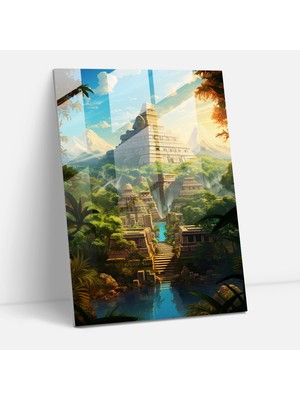 Popcasso Modern Şehir Manzarası Temperli Cam Tablo