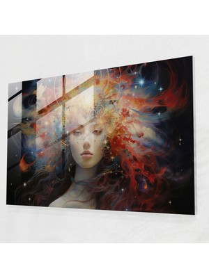 Popcasso Burçlar Cam Tablosu - Modern Sanat Evrensel Gizem Temalı Cam Duvar Tablosu
