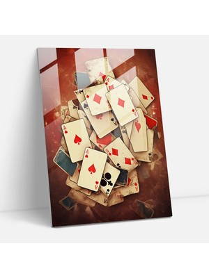 Popcasso Oyun Kartları Cam Duvar Tablosu - Modern Sanat Decoratif Aksesuar