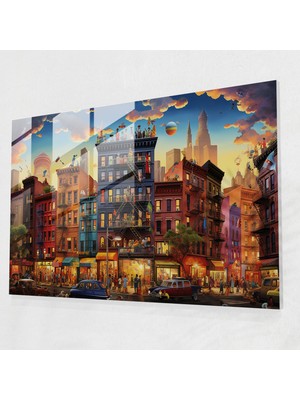 Popcasso Harlem Temalı Canlı Fantastik Atmosfer Cam Tablo
