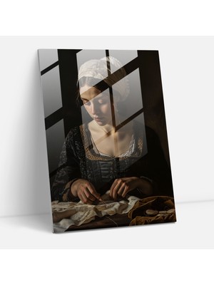 Popcasso Johannes Vermeer Temalı Cam Tablo Sanatı - Kanvas Tablo - Dekoratif Cam Tablo