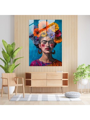 Popcasso Frida Kahlo Tarzı Temperli Cam Tablo - Modern Sanat Eserleri ile Ev Dekorasyonu