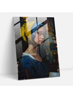 Popcasso Mektupla Kadın Cam Duvar Tablosu - Modern Sanat Temalı Duvar Dekorasyonu
