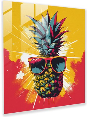Popcasso Eğlenceli Ananas Temperli Cam Tablo Modern Sanat