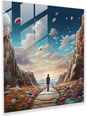 Popcasso Tıbbi Gerçeküstü Temperli Cam Tablo - Ilaçların Etkisi ile Tasarlanmış Duvar Sanatı