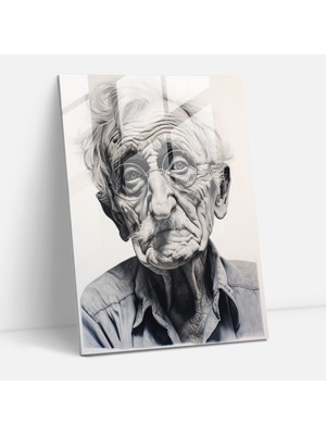 Popcasso Tecrübenin Kırışıklıkları Cam Tablo - Yaşlı Insanlar ve Dayanıklılık Teması