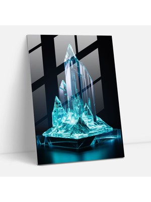 Popcasso Gelecek Odaklı Buzdağı Cam Tablo - Modern Sanat Temalı Cam Duvar Tablosu