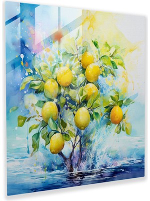 Popcasso Limon Ağacı Temperli Cam Tablo - Modern Sanat Temalı Duvar Dekoru