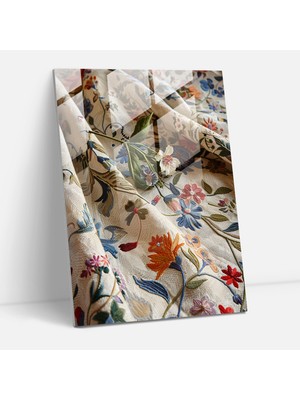 Popcasso Çiçek Desenli Temperli Cam Tablo - Raffaello Sanzio Modern Sanat Teması