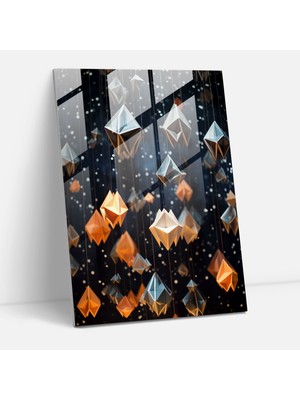 Popcasso Yıldızlı Origami Temalı Temperli Cam Tablo - Origami Sanatını Yansıtan Etkileyici Tasarım