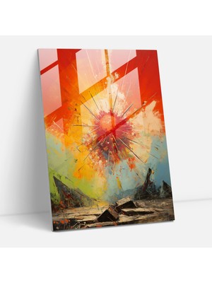 Popcasso Modern Sanat Cam Tablo Oppenheimer Atom Bombası Denemesi Duvar Dekorasyonu