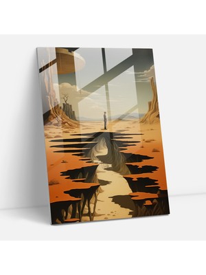 Popcasso Simgesel Cam Tablo Oppenheimer'ın Ikilemi Gölgelerle Verimsiz Manzara