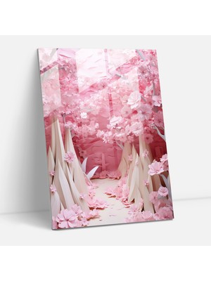 Popcasso Temperli Cam Tablo Origami Bahçe Manzarası