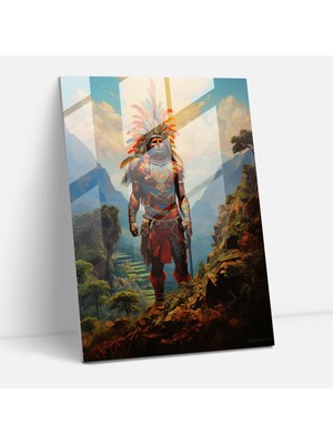 Popcasso Inka Medeniyeti Temalı Cam Tablo - Mayalı El Boyama Modeli