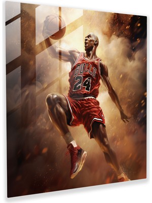 Popcasso Michael Jordan Cam Tablo - Havada Smele - Modern Sanat Duvar Dekorasyonu