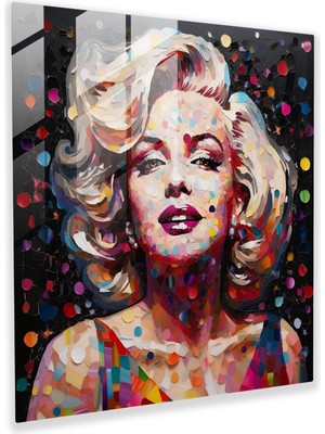 Popcasso Marilyn Monroe Mozaik Temperli Cam Tablo - Renkli Modern Sanat ile Göz Alıcı Tasarım