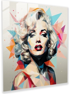 Popcasso Geometrik Marilyn Monroe Temalı Cam Tablo - Duvar Dekorasyonu