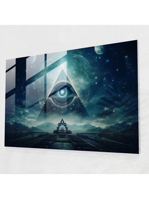 Popcasso Modern Sanat Göksel Temalı Temperli Cam Tablo - Illuminati Görseli