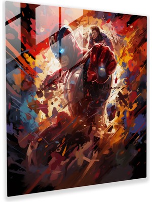 Popcasso Marvel Kötüler Temperli Cam Tablo - Patlayıcı Savaş Temalı Duvar Dekorasyonu
