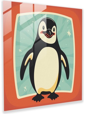 Popcasso Mutlu Penguen Cam Tablo - Duvar Dekorasyonu