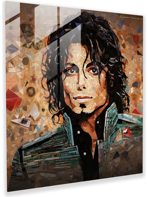 Popcasso Michael Jackson Albüm Kapakları Temperli Cam Tablo - Modern Sanat Kolajı