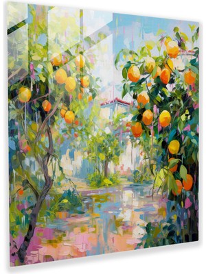 Popcasso Canlı Limon Ağacı Bahçe Temperli Cam Tablo - Modern Sanat Temalı Limon Ağacı Görseli