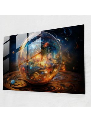 Popcasso Büyülü Kristal Top Temperli Cam Tablo - Burçlar Zodyak Elementleri Için Cam Duvar Tablosu