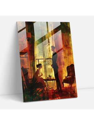 Popcasso Johannes Vermeer Temalı Cam Tablo - Ev Dekorasyonu Için Sanatsal Cam Duvar Tablosu