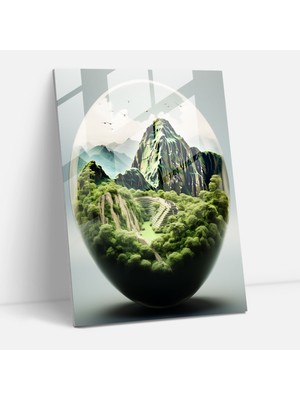 Popcasso Machu Picchu Cam Tablo - Mayalar Antik Kalesi ile Doğa Manzarası