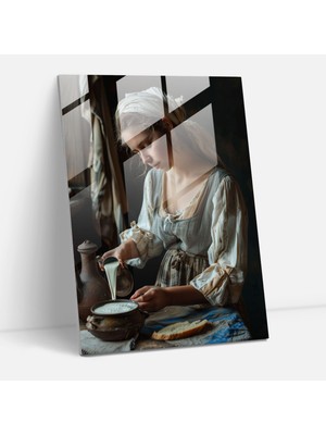 Popcasso Johannes Vermeer Modern Sanat Cam Tablo Duvar Dekorasyonu