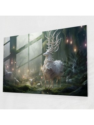 Popcasso Mitolojik Orman Cam Duvar Tablosu - Sürreal Masal Teması