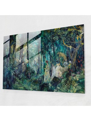 Popcasso Büyülü Orman Cam Duvar Tablosu - Pre-Raphaelite Kardeşlik Temalı Dekoratif Cam Tablo