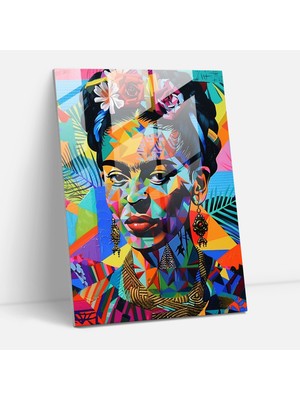 Popcasso Geometrik Uyum Cam Duvar Tablosu - Frida Kahlo Eserleri Sanatsal Dokunuşlar