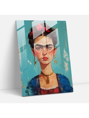 Popcasso Frida Kahlo Tarzı Modern Temperli Cam Tablo - Eşsiz Frida Kahlo Eserleri Görseli