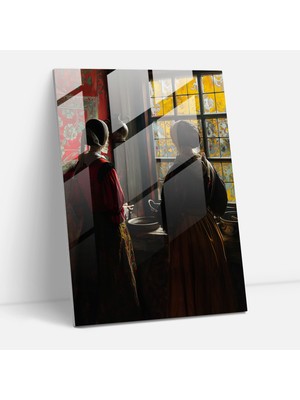 Popcasso Johannes Vermeer Temalı Cam Duvar Tablosu - Ev Dekorasyonu Için Galeri Seçeneği