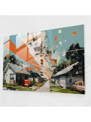 Popcasso Dinamik Banliyö Cam Tablo - Modern Sanat Temalı Ev Dekorasyonu