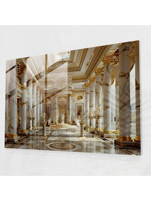 Popcasso Neoklasik Duvar Dekorasyonu Temperli Cam Tablo - Büyük Mimarlık Temalı Modern Sanat