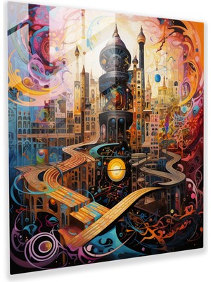 Popcasso Modern Soyut Cam Tablo Kabe Duvar Dekorasyonu Cam Duvar Tablosu